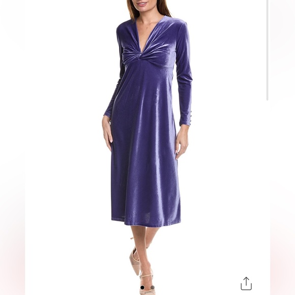 Maggy London Velvet Midi Dress in Deep Wisteria, Size 8, NWT - Picture 1 of 16